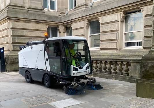 Standard road sweeper in action